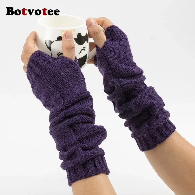 Fingerless Glove Knit - Botvotee Y2k Aquecedores de Braço em