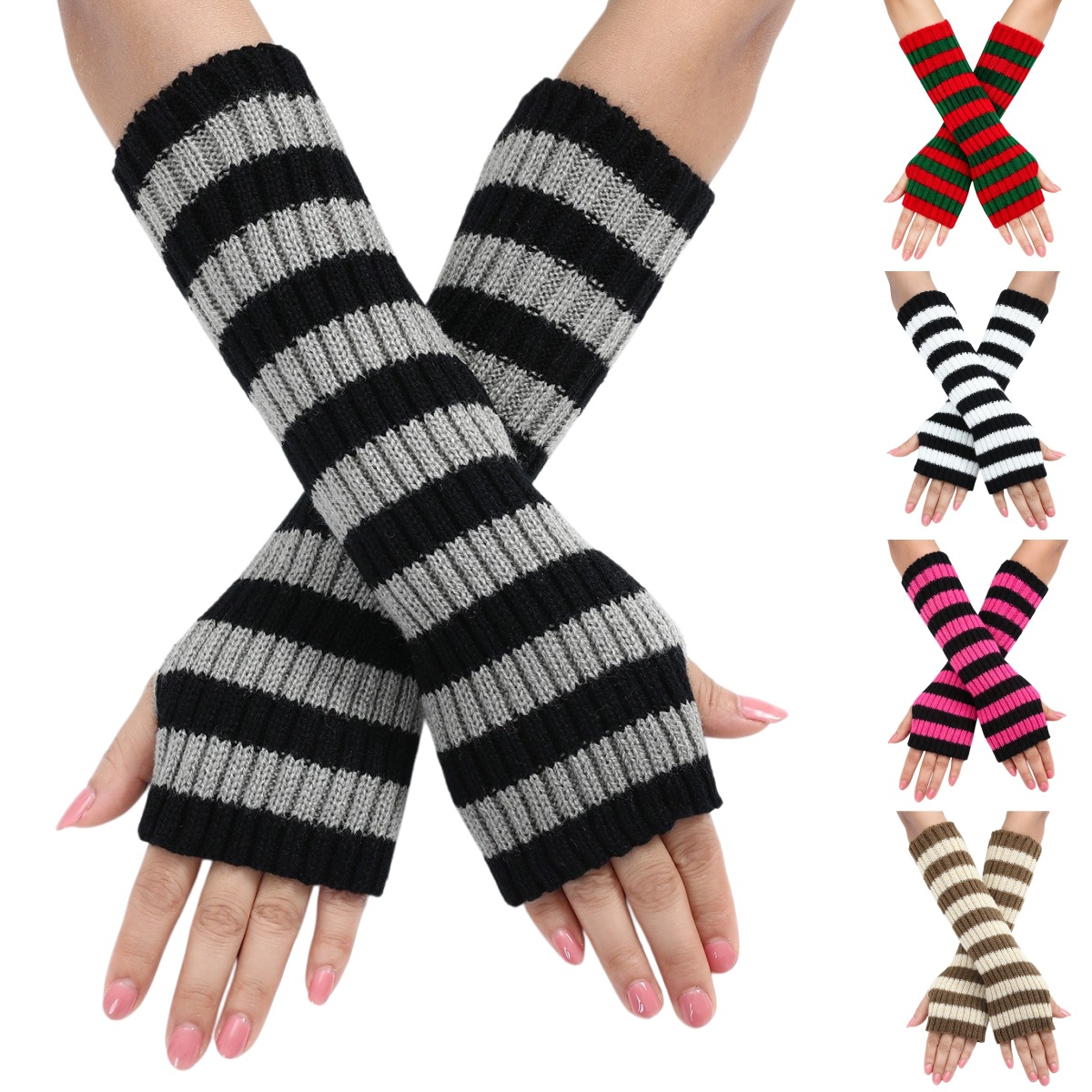 Aquecedores de Braço Sem Dedos - Fingerless Glove Knit avaliação e preço